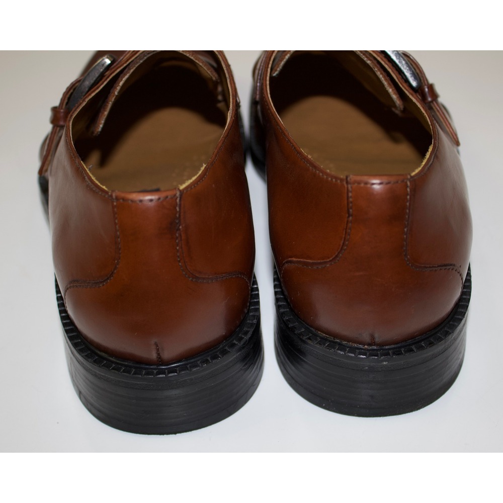 Stacy Adams Loafers Monk Strap Mens 10M Brown Square Toe Leather Buckle Shoes - Picture 11 of 14